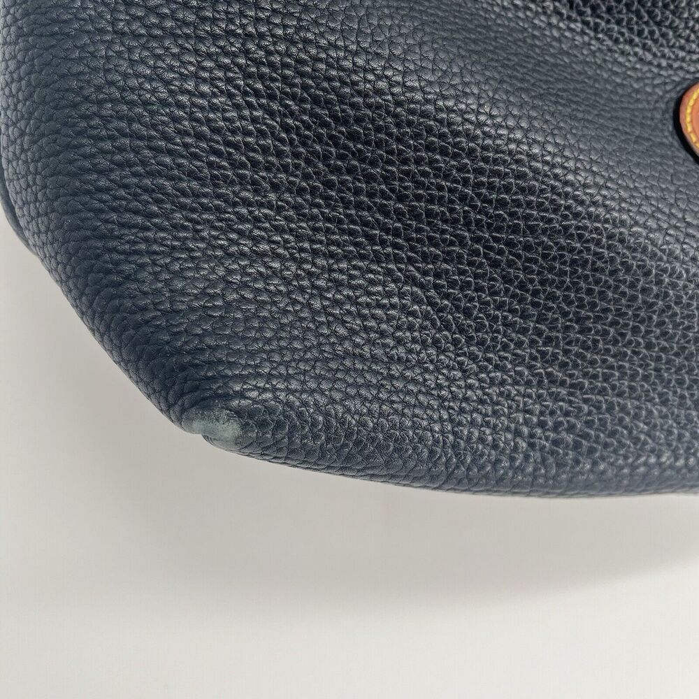 Dooney And Bourke Hobo Bag Pebbled Leather Black And Tan Shoulder Bag - Picture 6 of 16